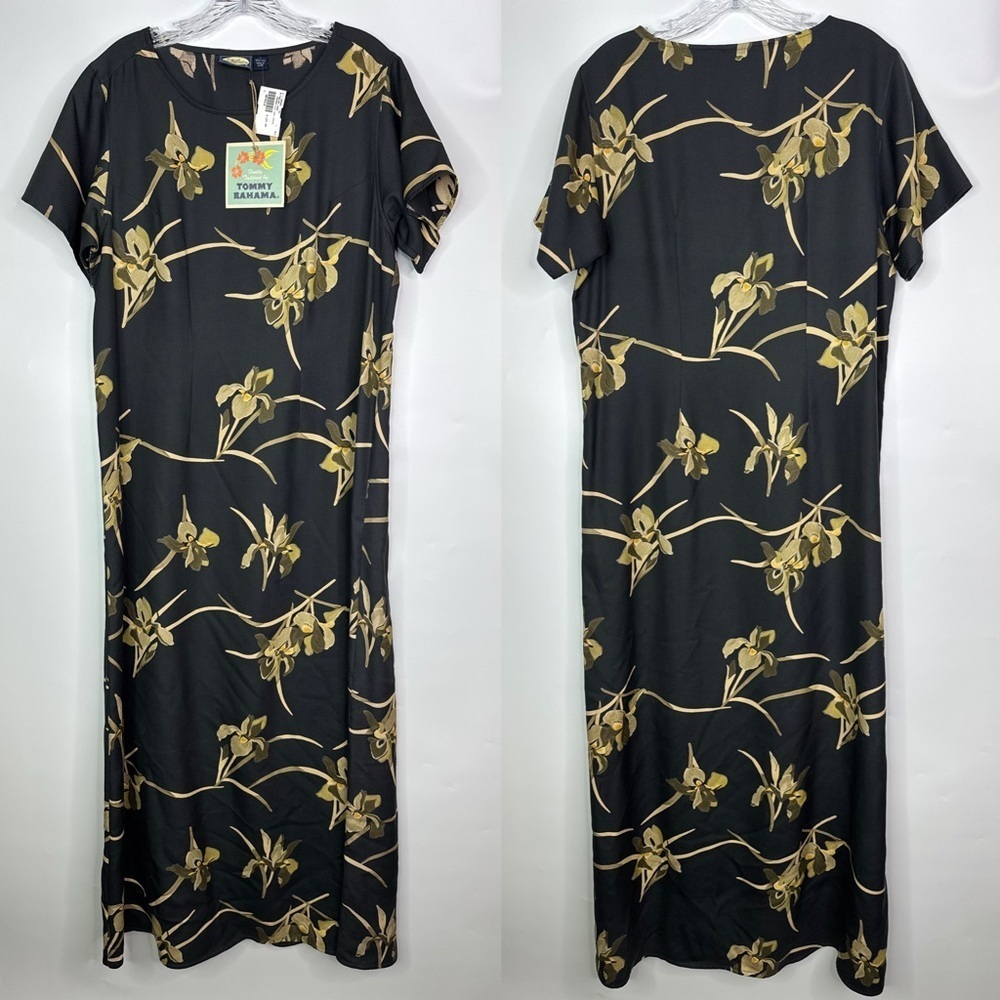 Tommy Bahama Iris Of My Eye Long Black Silk Dress Size Large NWT